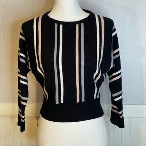 Premise black striped ribbed sweater, batwing style